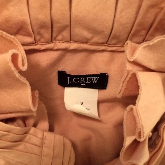 J. CREW Christen Ruffle Tuxedo Blouse Blush Pink Neckline Button Up Shirt Top - Picture 7 of 8